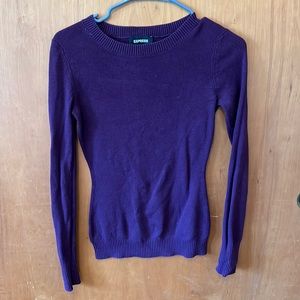 Express Long Sleeve Crew Neck Royal Purple Fitted Shirt